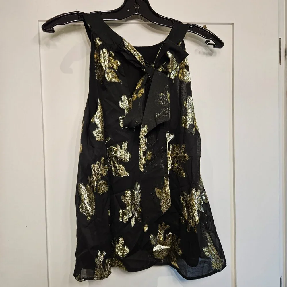 Cleo Gold Flower Halter Shirt - Picture 3 of 5